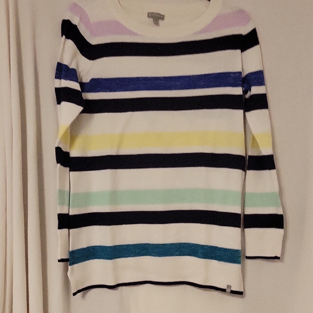 T by Talbots Striped Multicolor Women's Crew Neck Sweater